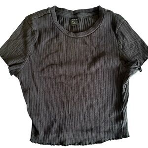 SHEIN Black Ribbed Crop Top Short Sleeve women’s S
